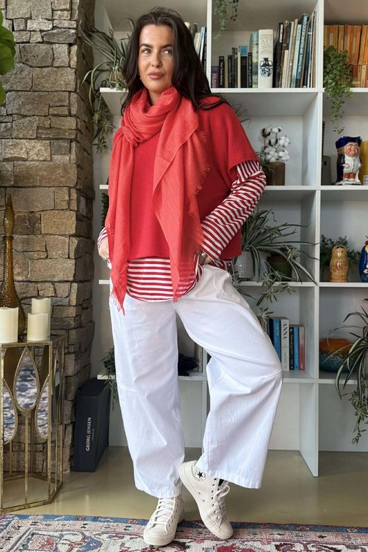  Perfect Breton V Long Sleeve Top Rouge /20